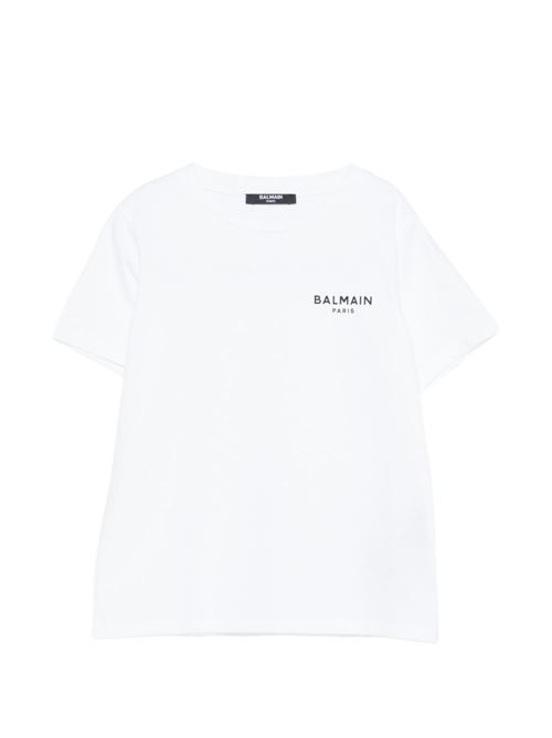 T-shirt unisex Balmain Kids bianca con logo piccolo BALMAIN Kids | BY8R31Z3672100NE